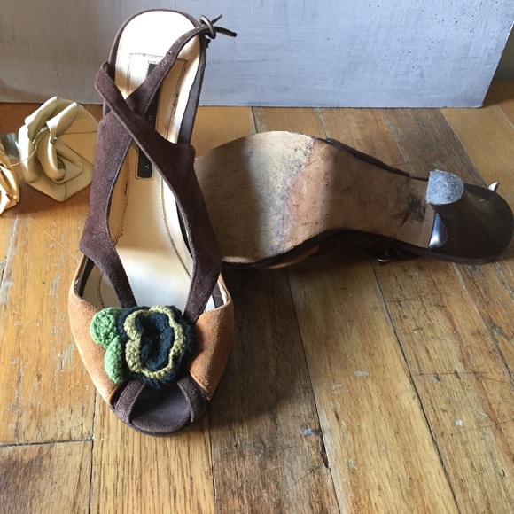 Laundry by Shelli Segal VTG Suede Retro Peep Toe 8 - Picture 4 of 6